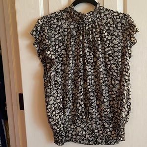 Ann Taylor Black and White Daisy Top